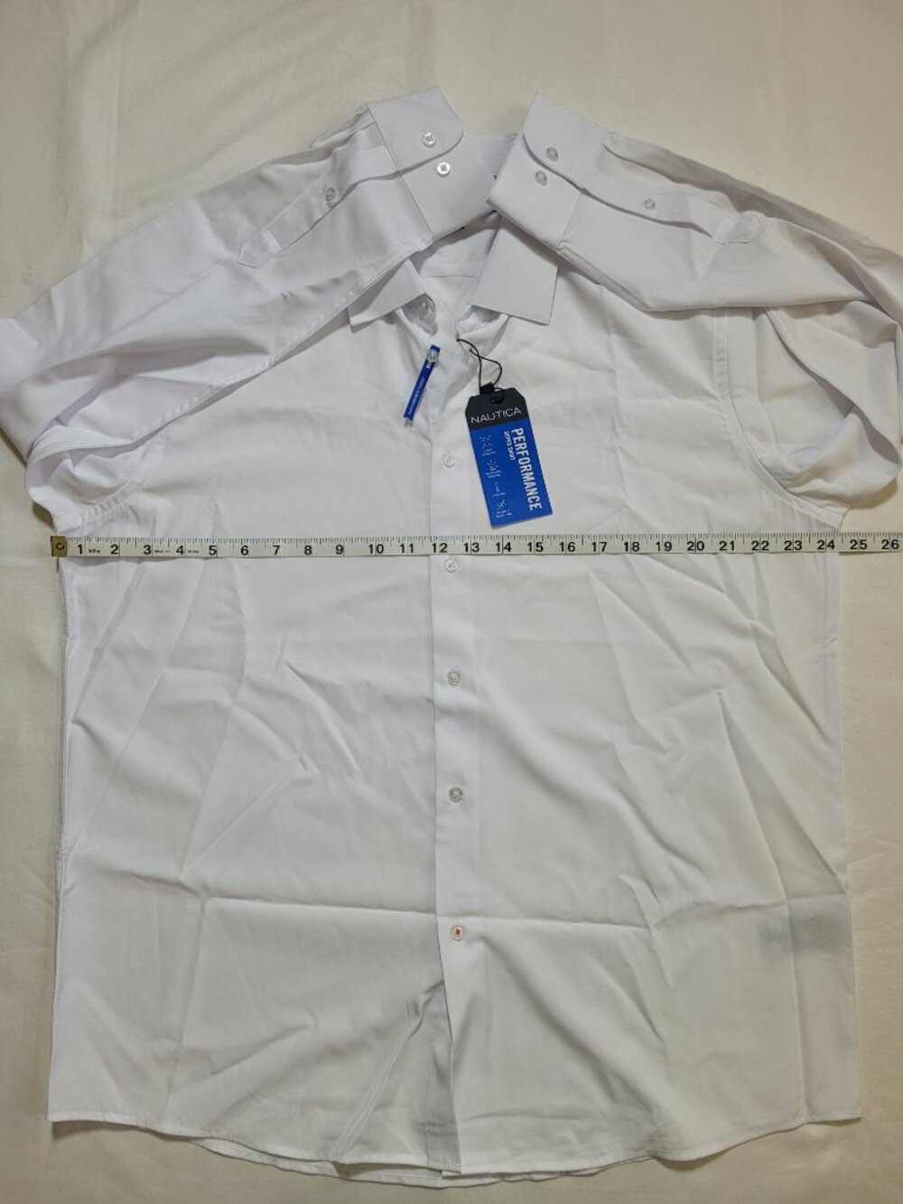 Nautica Mens Performance Dress Shirt Slim Fit Stretch White Button Down XL NEW - Picture 6 of 9
